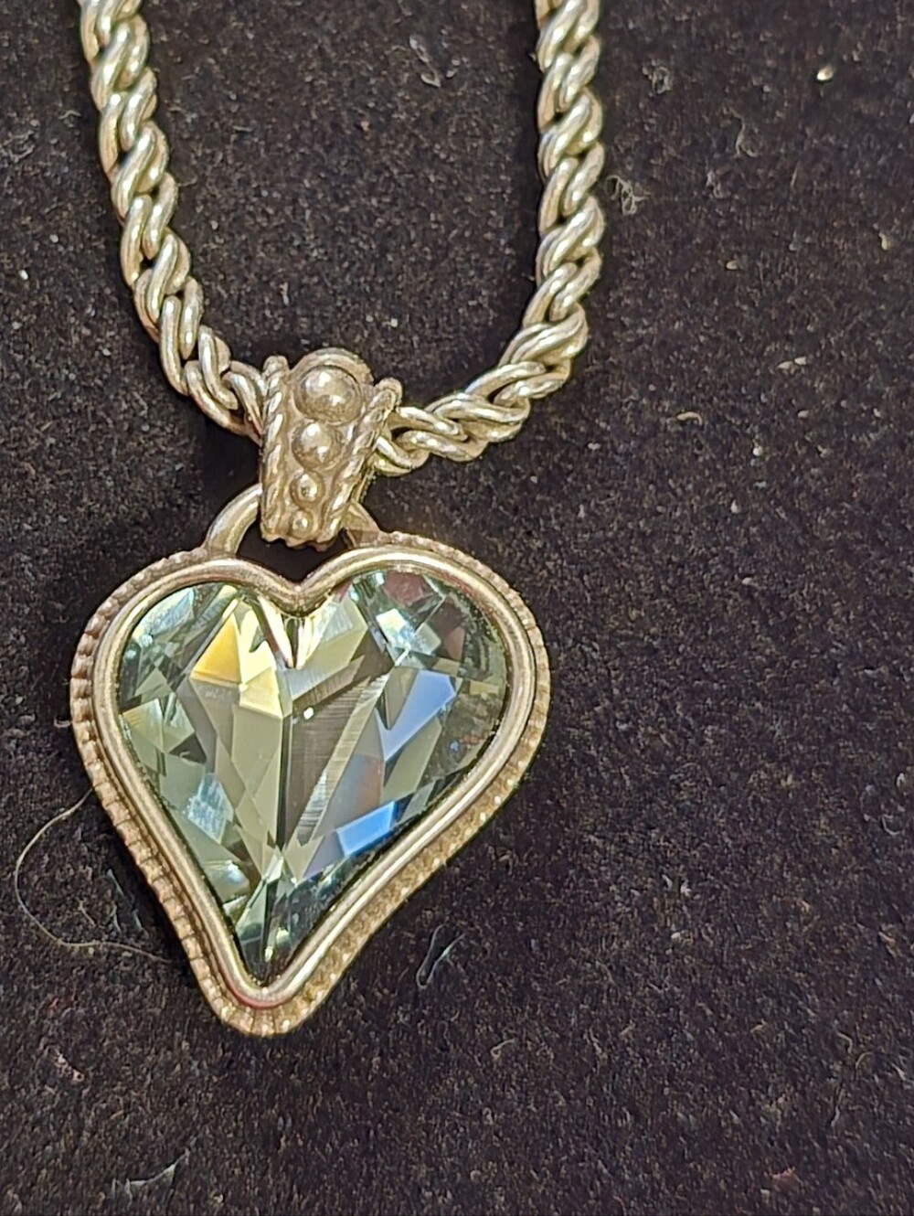 Brighton BIBI Silver Heart Pendant Necklace with Iridescent Crystal